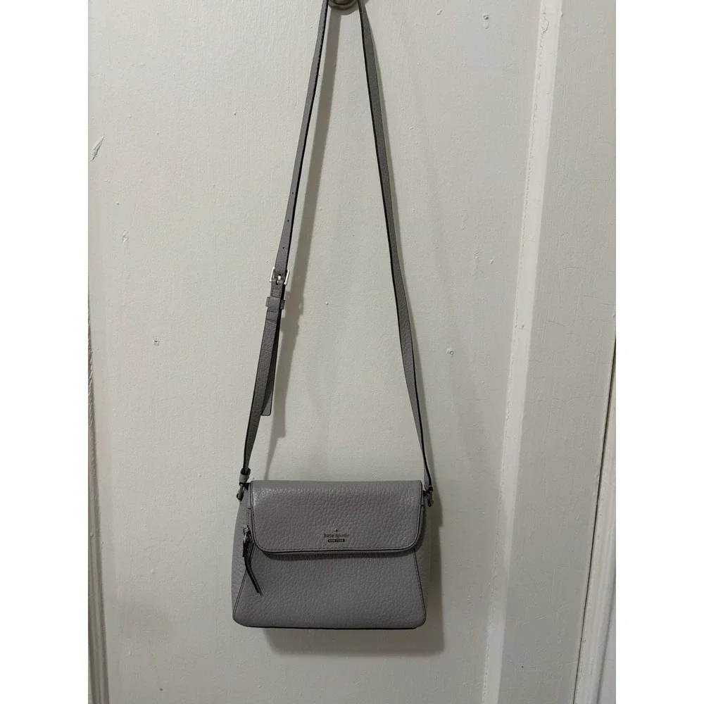 Kate Spade Carter Gray‎ Pebbled Leather Crossbody Bag